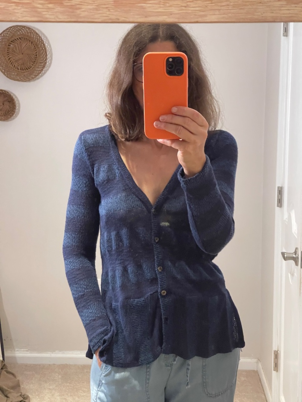 splendid knit crochet blue cardigan XS